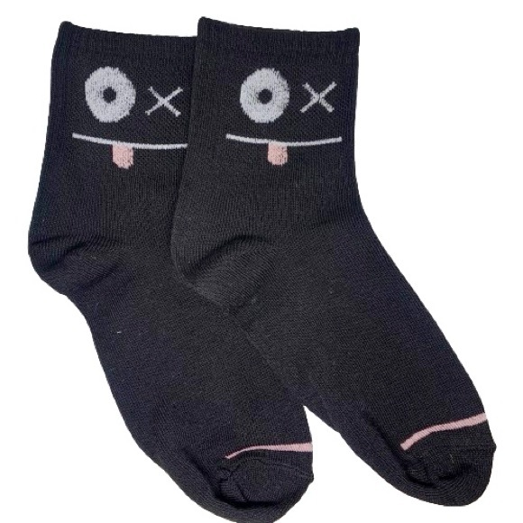 Boutique 👀 Crazy Eyes Black Cotton Blend Tube Socks (1 Pair) - Picture 1 of 2